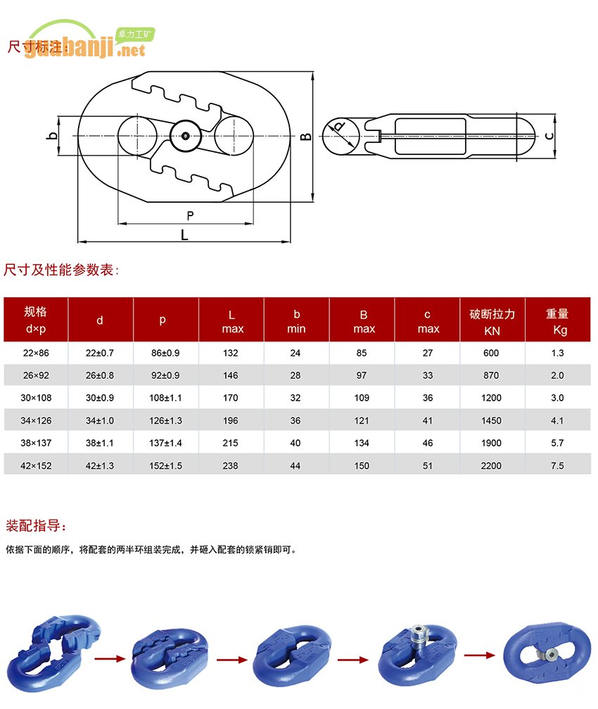 扁平弧齒型接鏈環(huán) 扁平環(huán) 弧齒環(huán)規(guī)格、尺寸、裝配指導(dǎo)